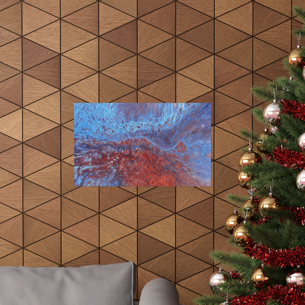 WAVE Abstract Oceanic Pour Art Matte Horizontal Poster
