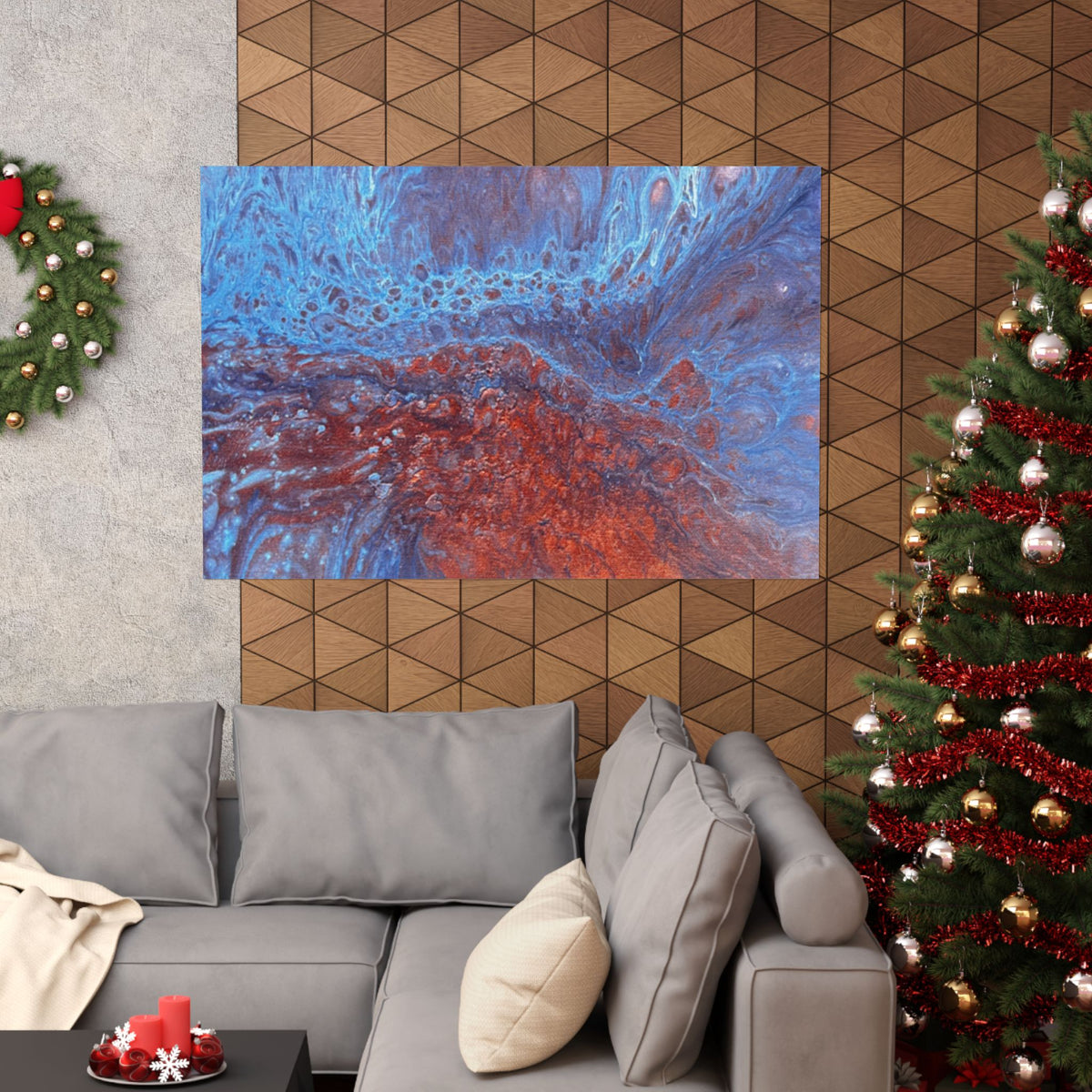 WAVE Abstract Oceanic Pour Art Matte Horizontal Poster