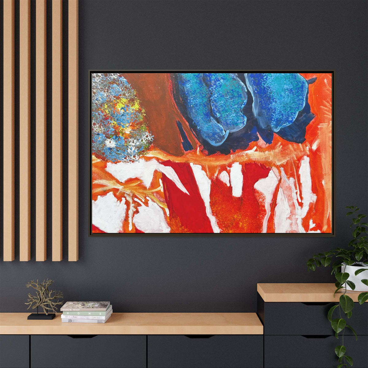 Abstract Color Burst Framed Canvas Print