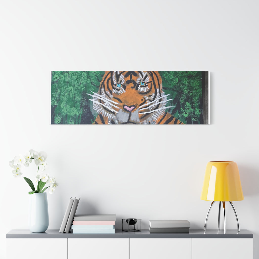 Tiger Portrait Matte Canvas Wall Art Bold Jungle Tiger Painting on Stretched Canvas