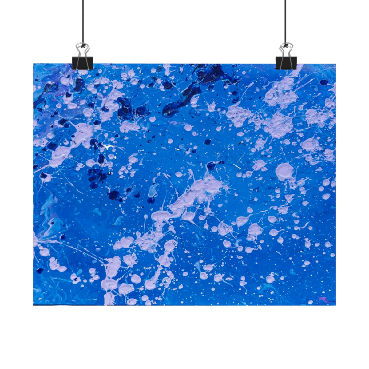 Blue Abstract Splash Matte Poster Horizontal Ocean-Inspired Art Print
