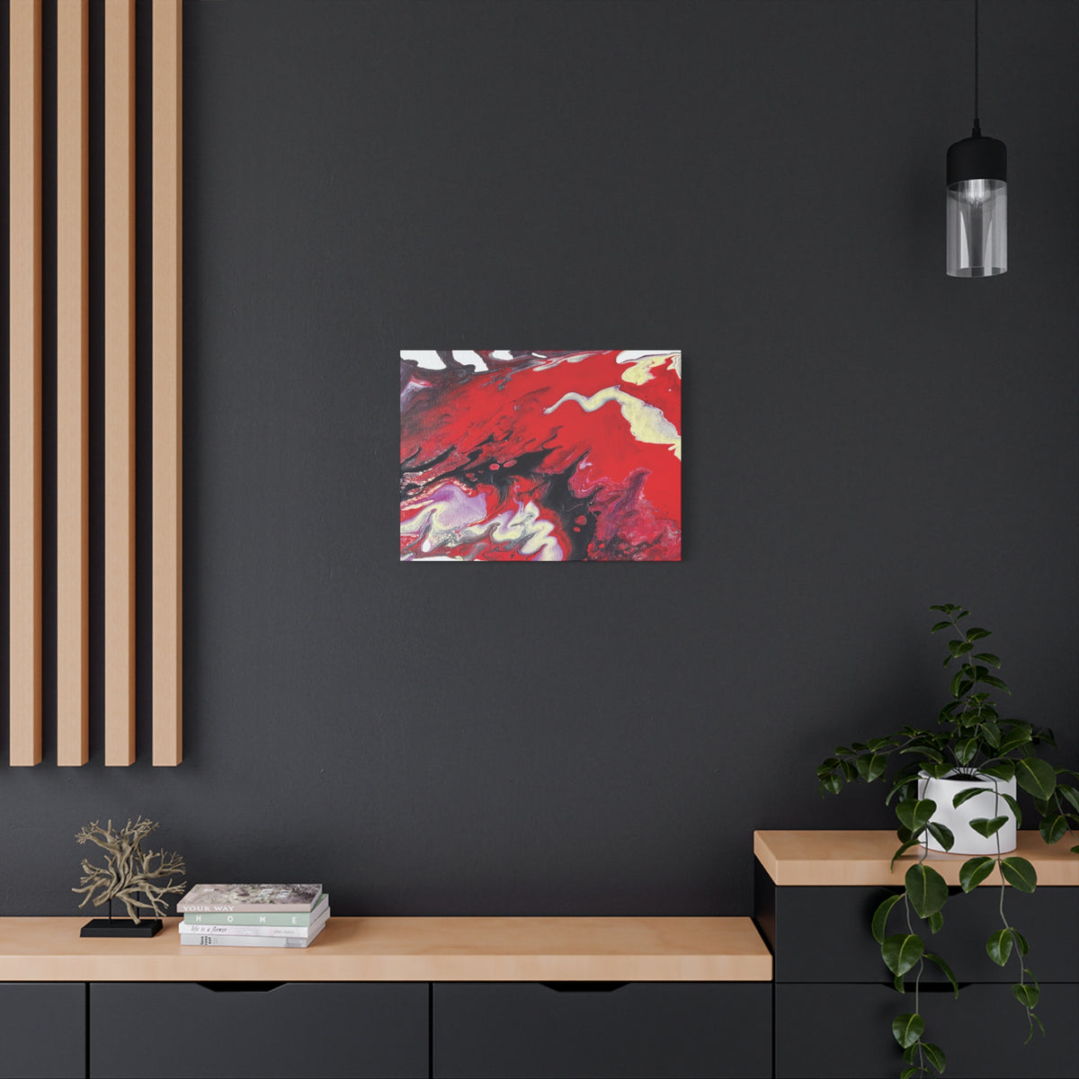 Power Abstract Red Fluid Art Canvas Print (Matte Stretched 1.25")