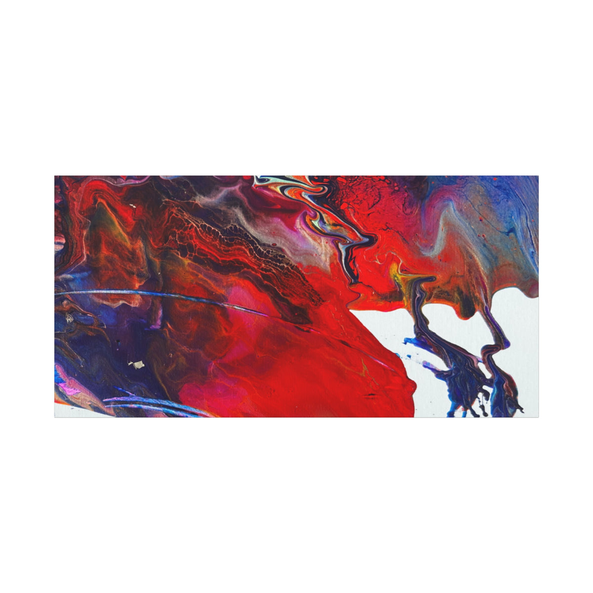 Abstract Red & Blue Fluid Art Canvas Print — Matte Stretched Wall Art