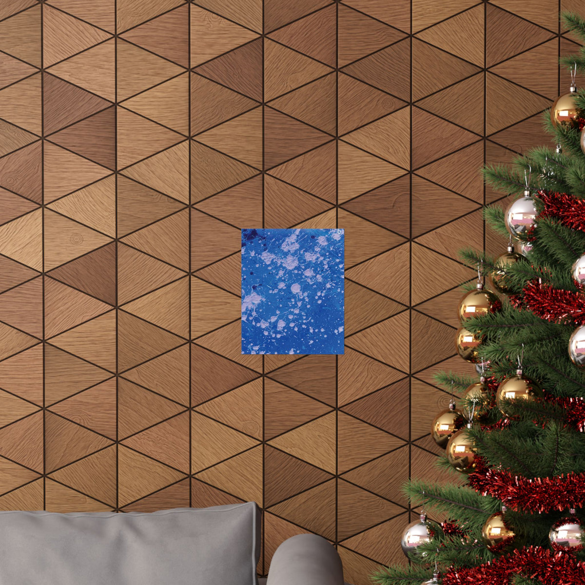 Abstract Blue Paint Splatter Matte Poster Dots Vertical Modern Wall Art