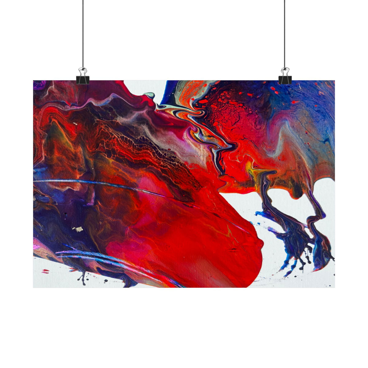 Abstract Red & Blue Matte Poster Universe Horizontal Modern Art Print