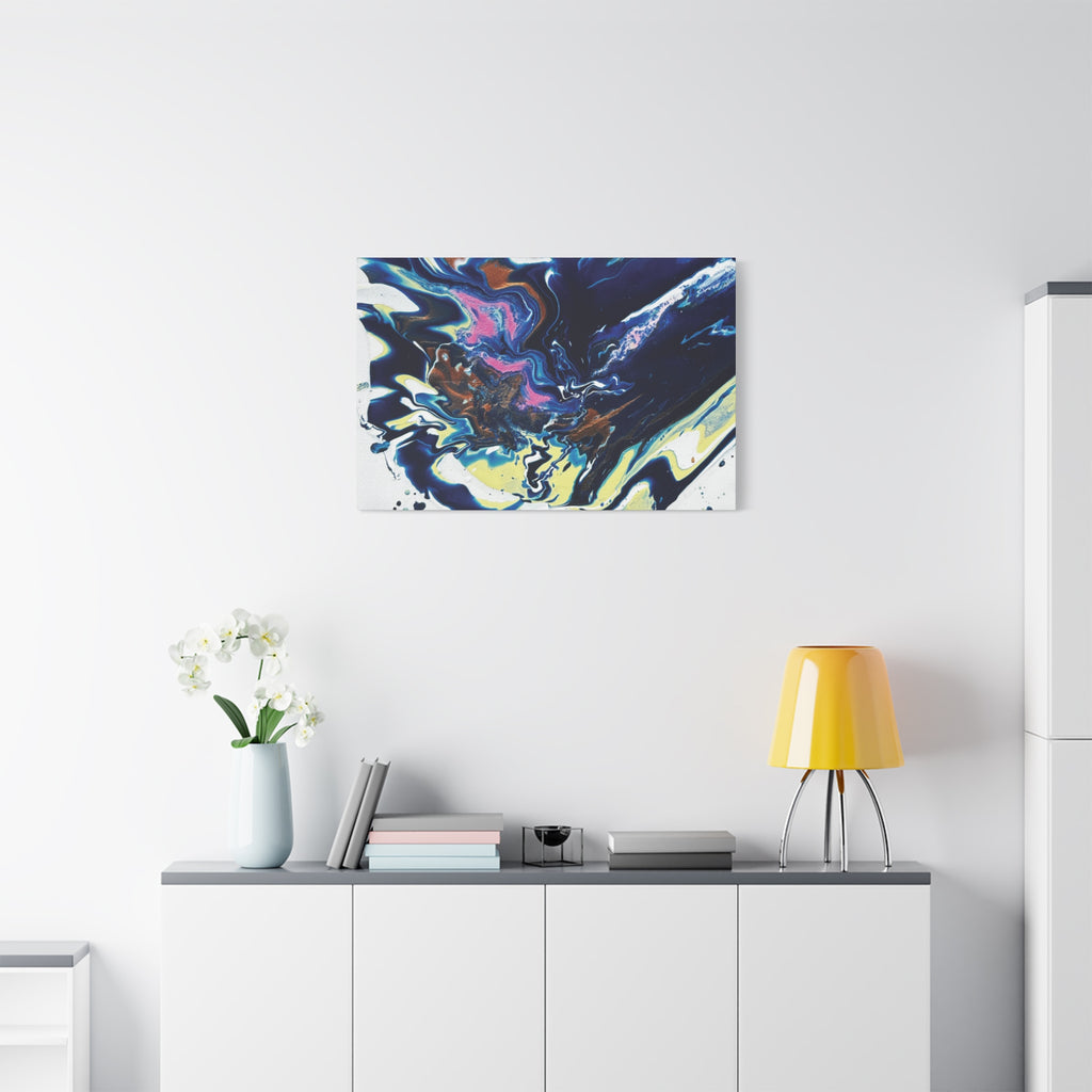 Change Abstract Blue Fluid Art Matte Canvas Print (Stretched Wall Art)
