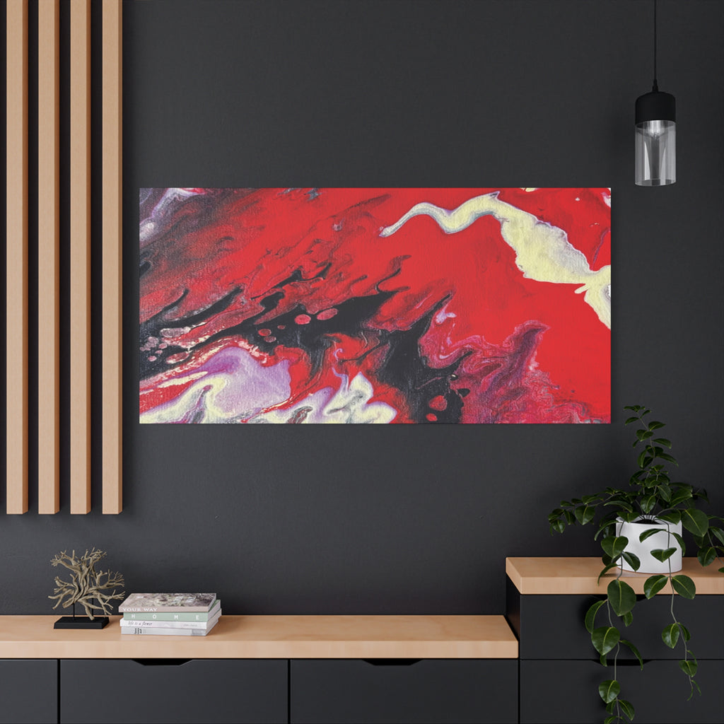 Power Abstract Red Fluid Art Canvas Print (Matte Stretched 1.25")