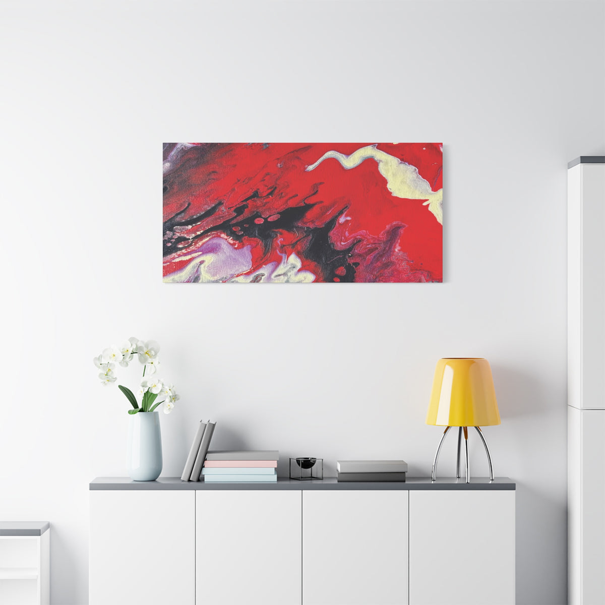 Power Abstract Red Fluid Art Canvas Print (Matte Stretched 1.25")