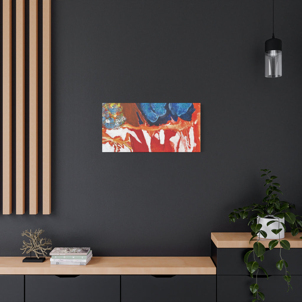 Abstract Red & Blue Matte Stretched Canvas Modern Expressionist Wall Art