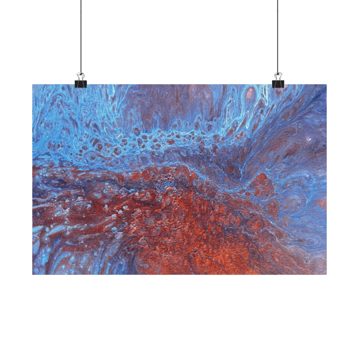 WAVE Abstract Oceanic Pour Art Matte Horizontal Poster