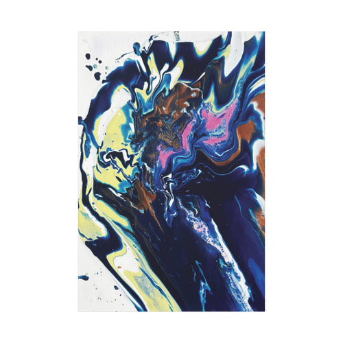 Abstract Fluid Art Matte Canvas Print Change Blue & Neon Swirl (Stretched 1.25")