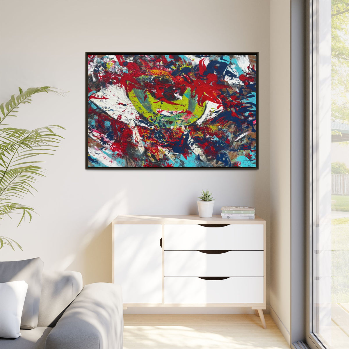 Abstract Color Splash Matte Canvas Print Eye (Framed)