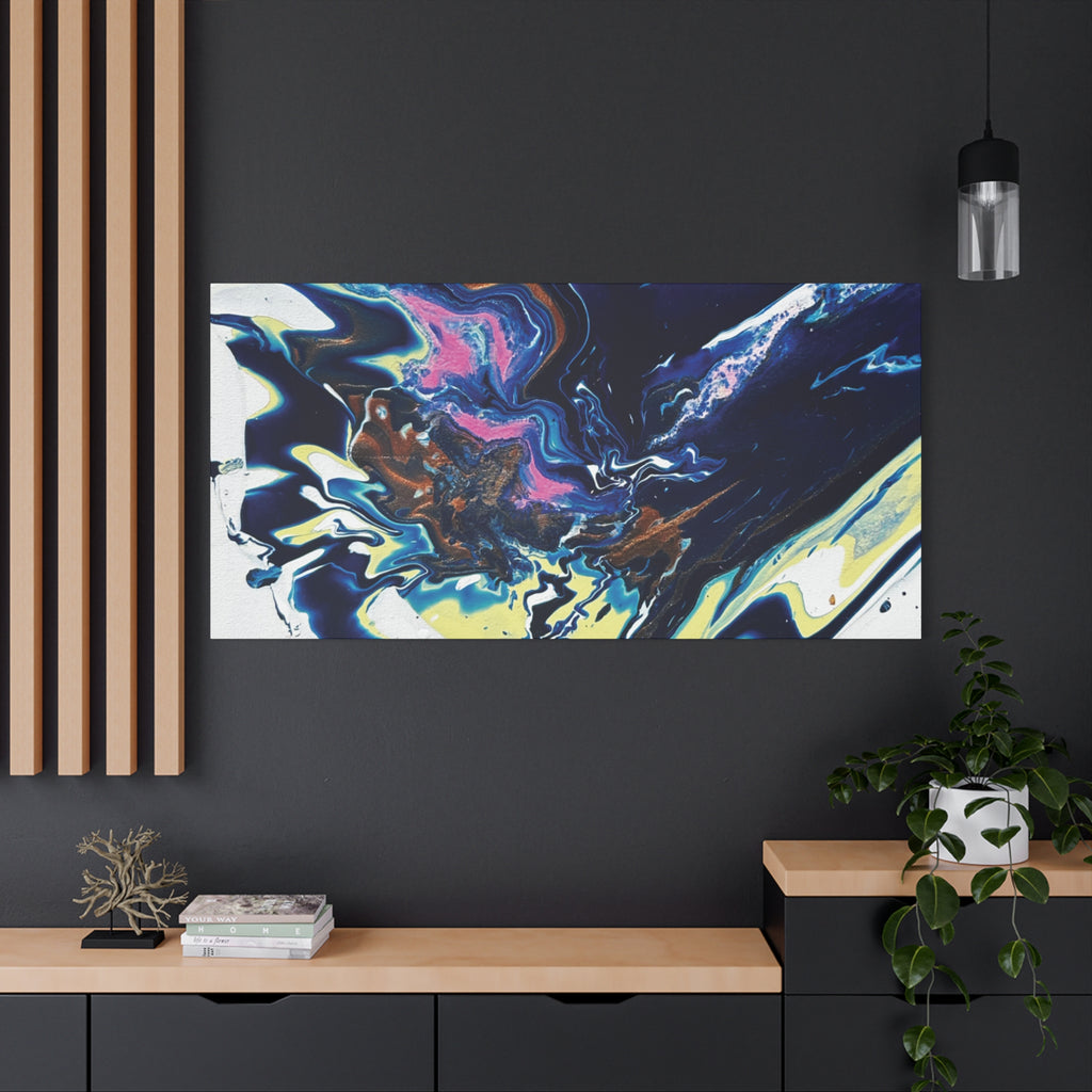 Change Abstract Blue Fluid Art Matte Canvas Print (Stretched Wall Art)