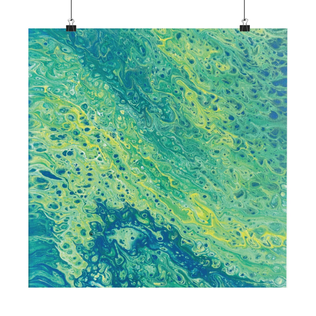 Moss Abstract Ocean Flow Matte Poster (Blue-Green Vertical Fluid Art)