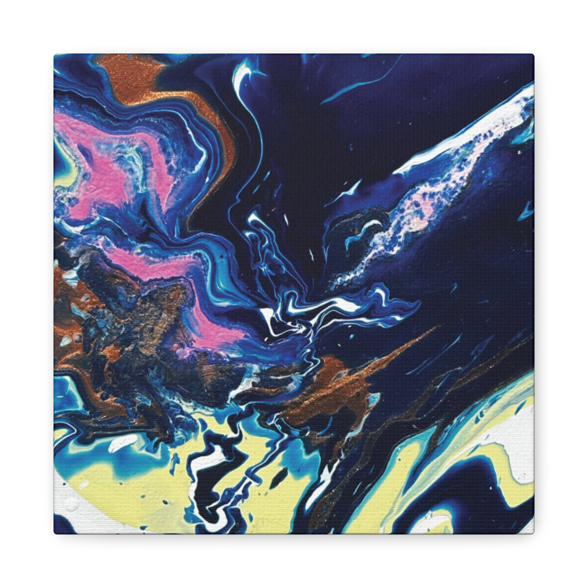 Change Abstract Blue Fluid Art Matte Canvas Print (Stretched Wall Art)