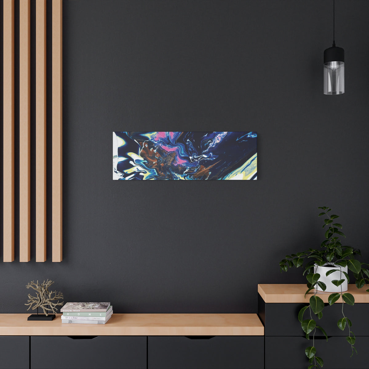 Change Abstract Blue Fluid Art Matte Canvas Print (Stretched Wall Art)