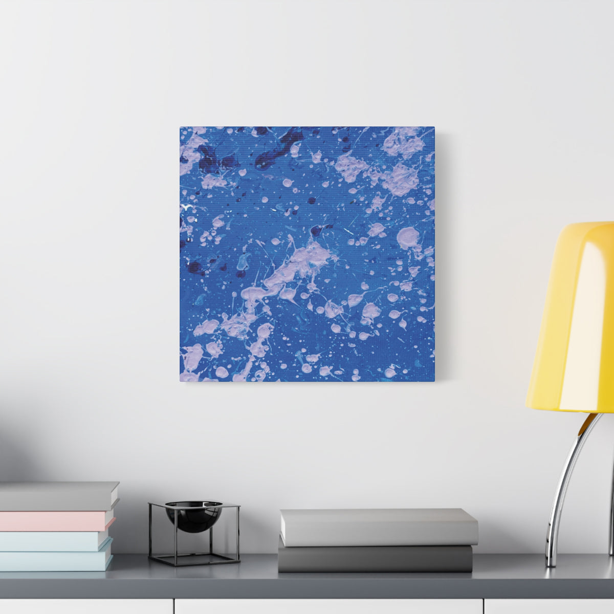 Blue Abstract Splatter Canvas Print  Dots (Matte Stretched 1.25")