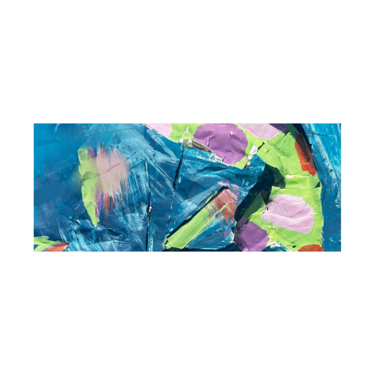 The Fish Abstract Color Splash Matte Horizontal Poster Vibrant Blue & Neon Accent Wall Art