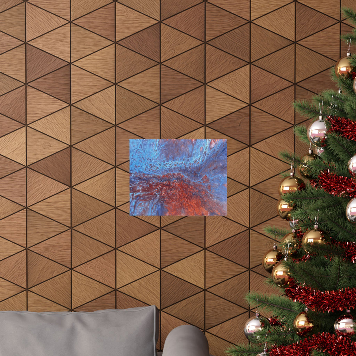 WAVE Abstract Oceanic Pour Art Matte Horizontal Poster