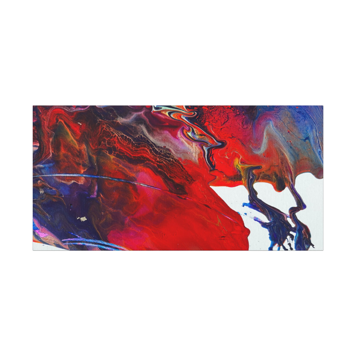 Abstract Red & Blue Fluid Art Canvas Print — Matte Stretched Wall Art