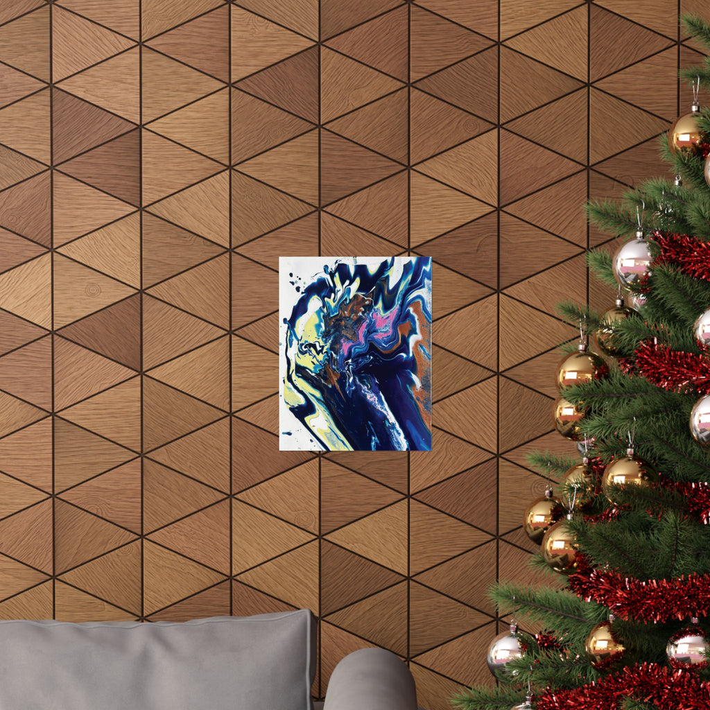 Change Abstract Blue Swirl Matte Poster (Vertical Fluid Art Wall Print)