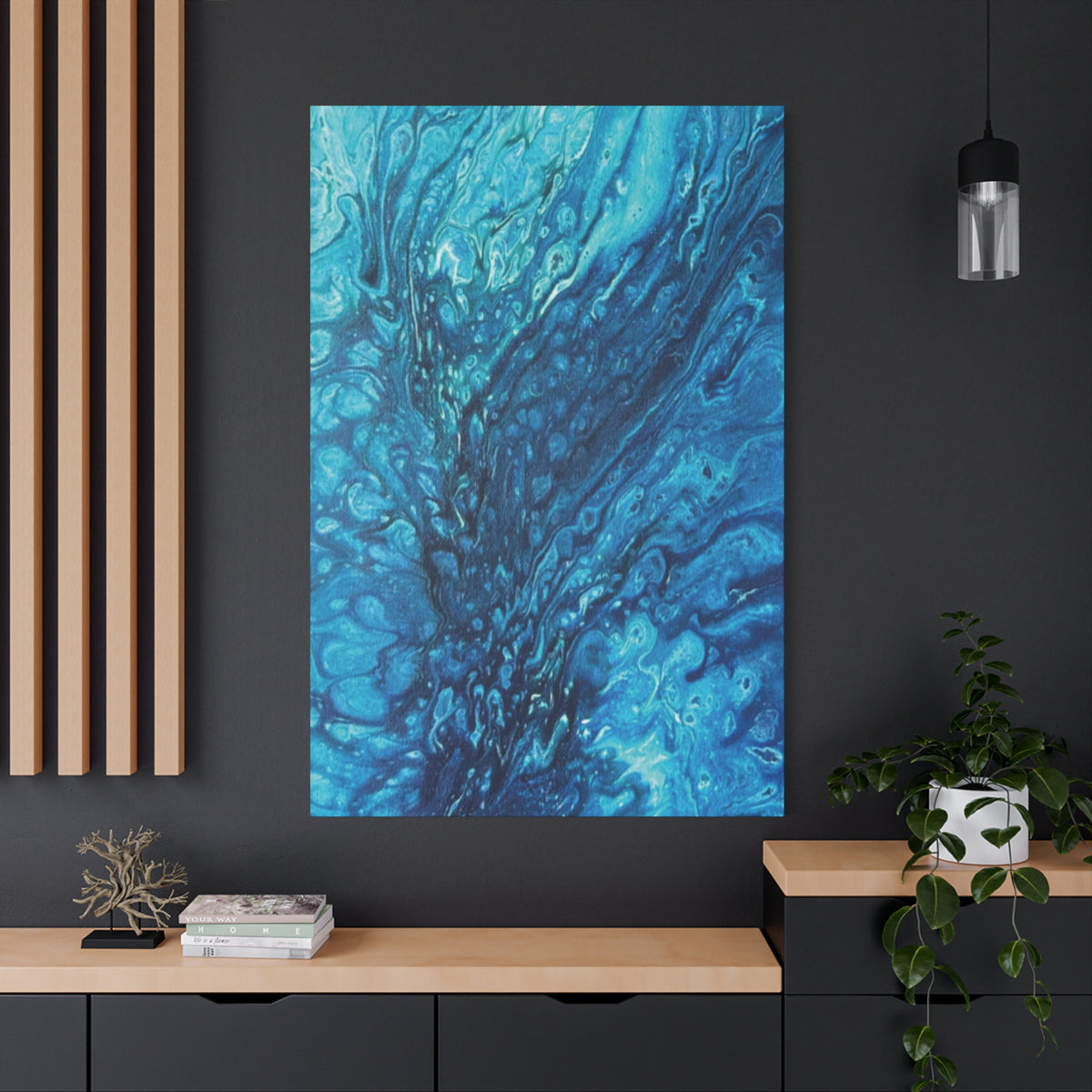 Blue Ocean Abstract Canvas Print Matte Stretched Wall Art
