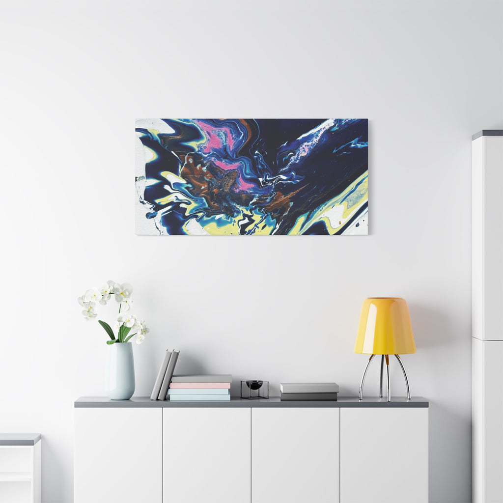Change Abstract Blue Fluid Art Matte Canvas Print (Stretched Wall Art)