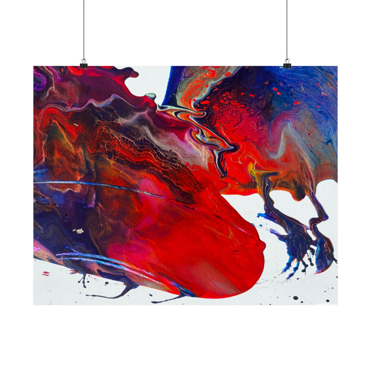 Abstract Red & Blue Matte Poster Universe Horizontal Modern Art Print
