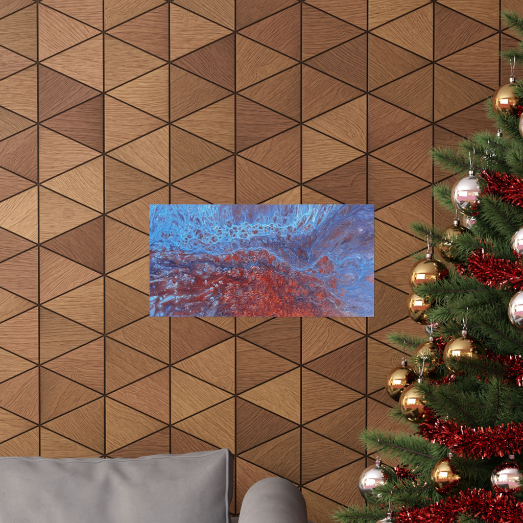 WAVE Abstract Oceanic Pour Art Matte Horizontal Poster