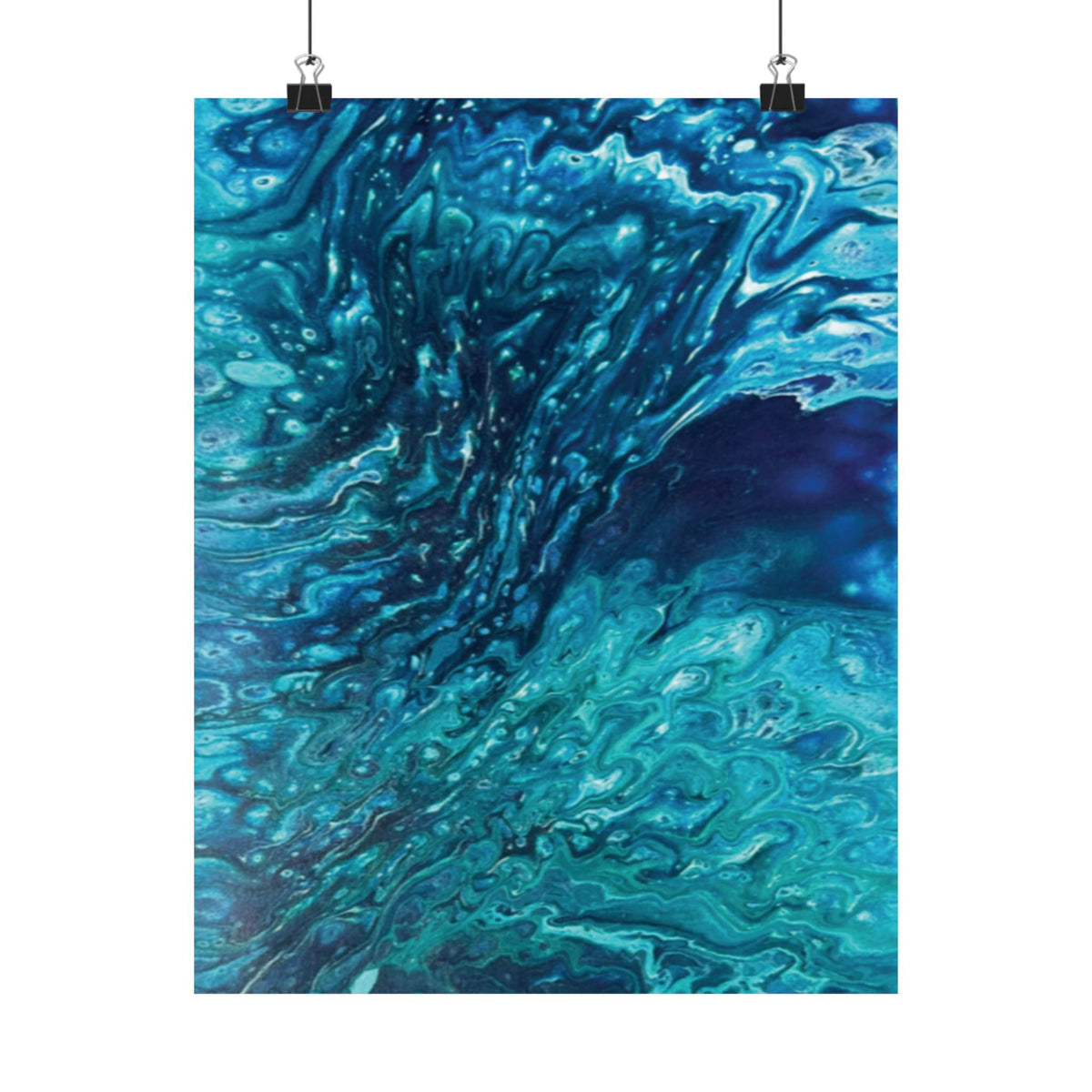 Ocean Abyss Matte Poster Abstract Teal Blue Wall Art