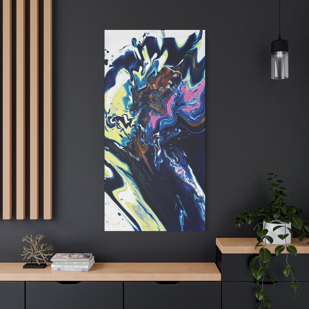 Change Abstract Blue Fluid Art Matte Canvas Print (Stretched Wall Art)