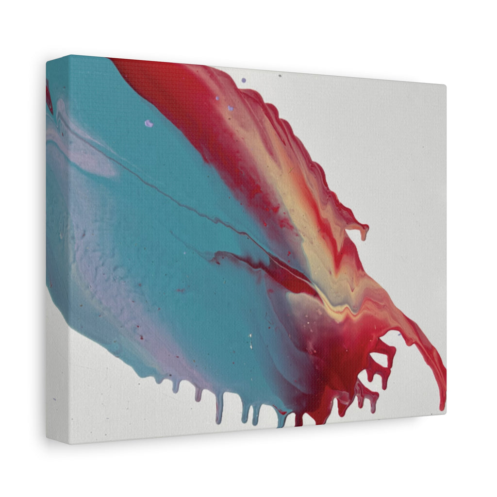 Ceiling Abstract Drip Matte Canvas Print (Blue & Red Fluid Art)