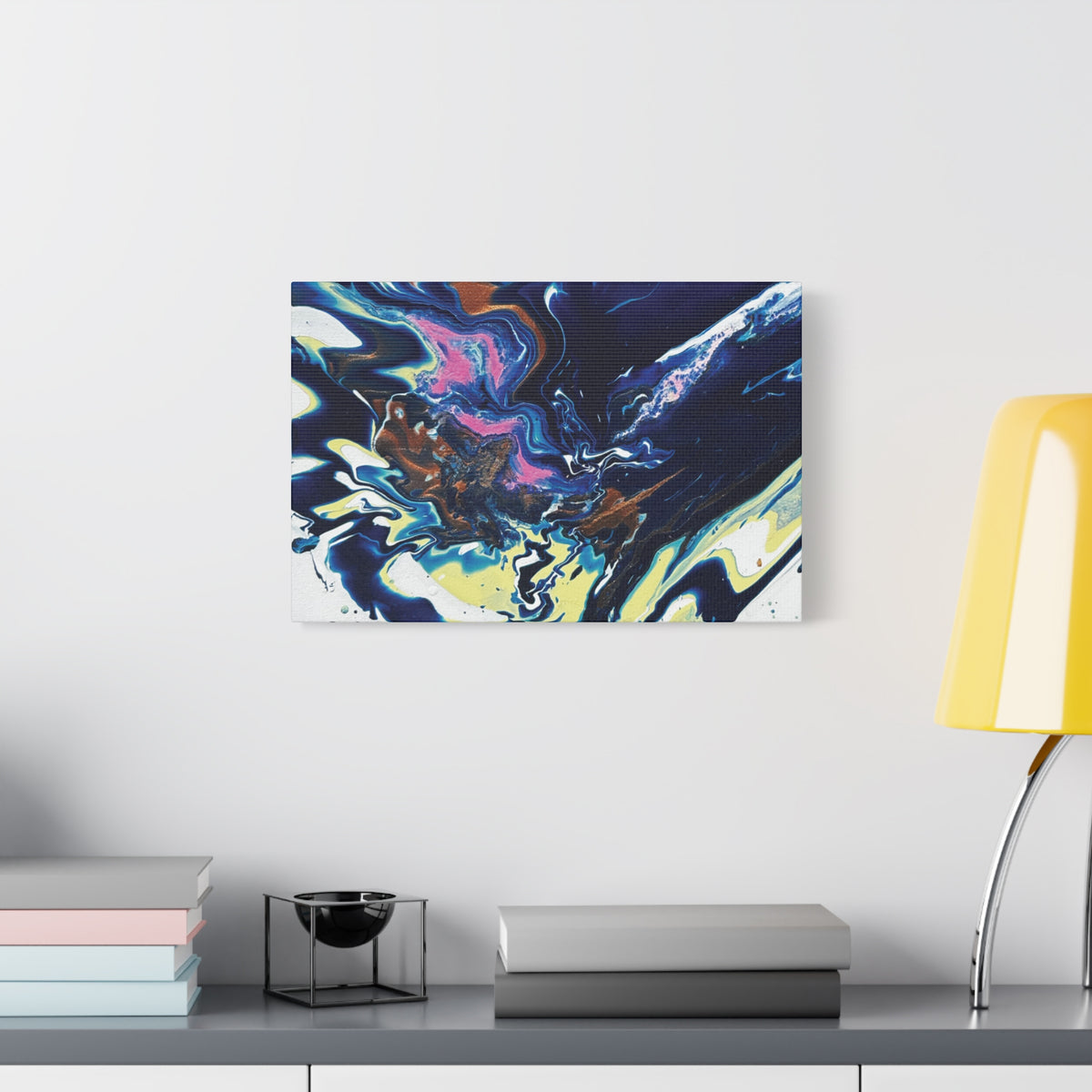 Change Abstract Blue Fluid Art Matte Canvas Print (Stretched Wall Art)