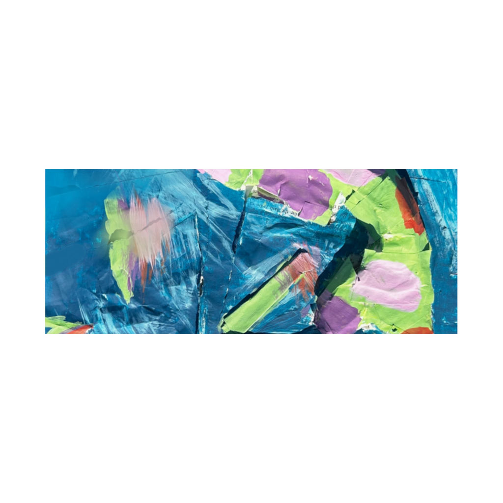 The Fish Abstract Color Splash Matte Horizontal Poster Vibrant Blue & Neon Accent Wall Art