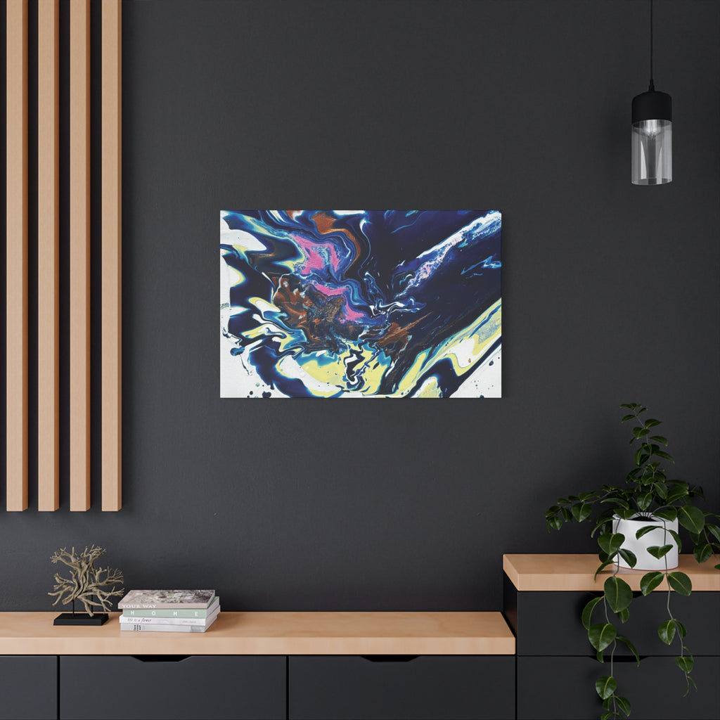 Change Abstract Blue Fluid Art Matte Canvas Print (Stretched Wall Art)