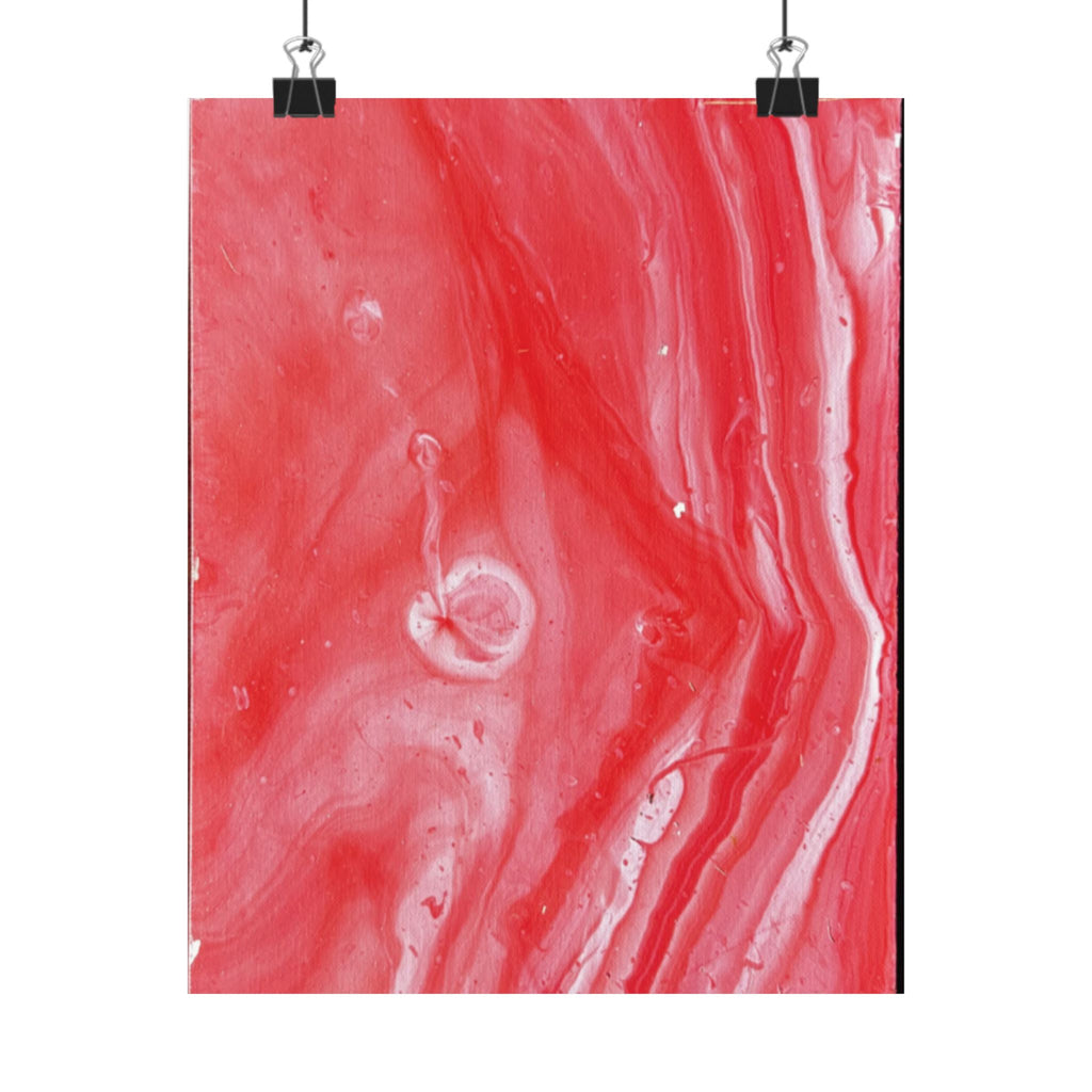 Red Marble Mars Matte Vertical Poster Abstract Red & Cream Wall Art