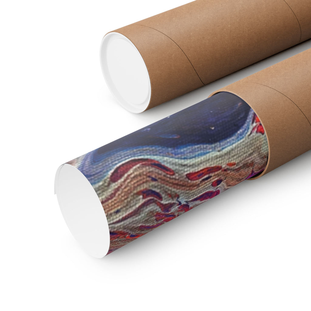 Abstract Fluid Art Matte Poster Universe Vertical Red & Blue Wall Art