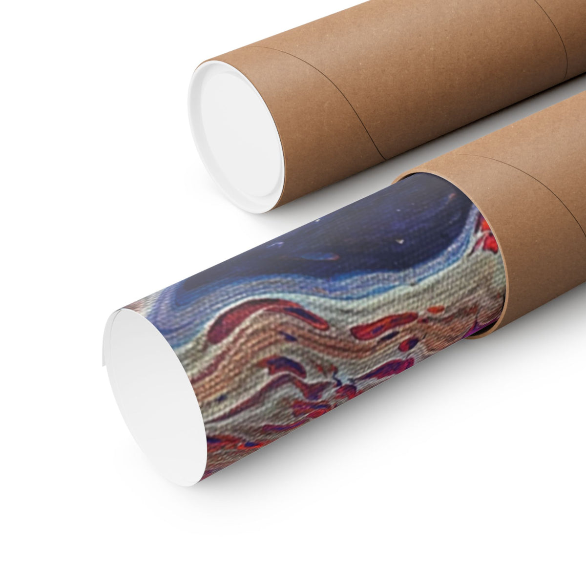 Abstract Fluid Art Matte Poster Universe Vertical Red & Blue Wall Art