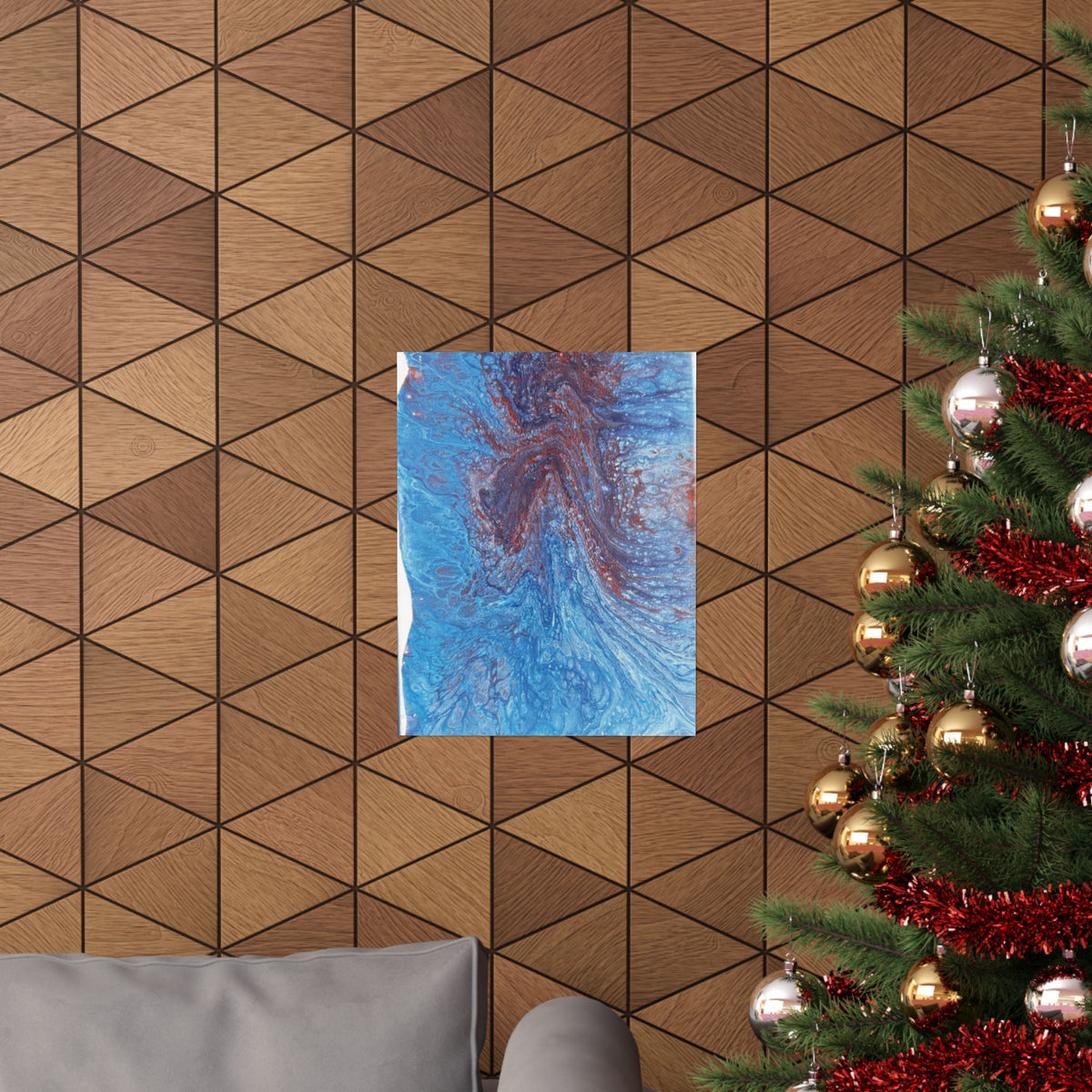 Abstract Blue Resin Art Poster Matte Vertical Wall Art