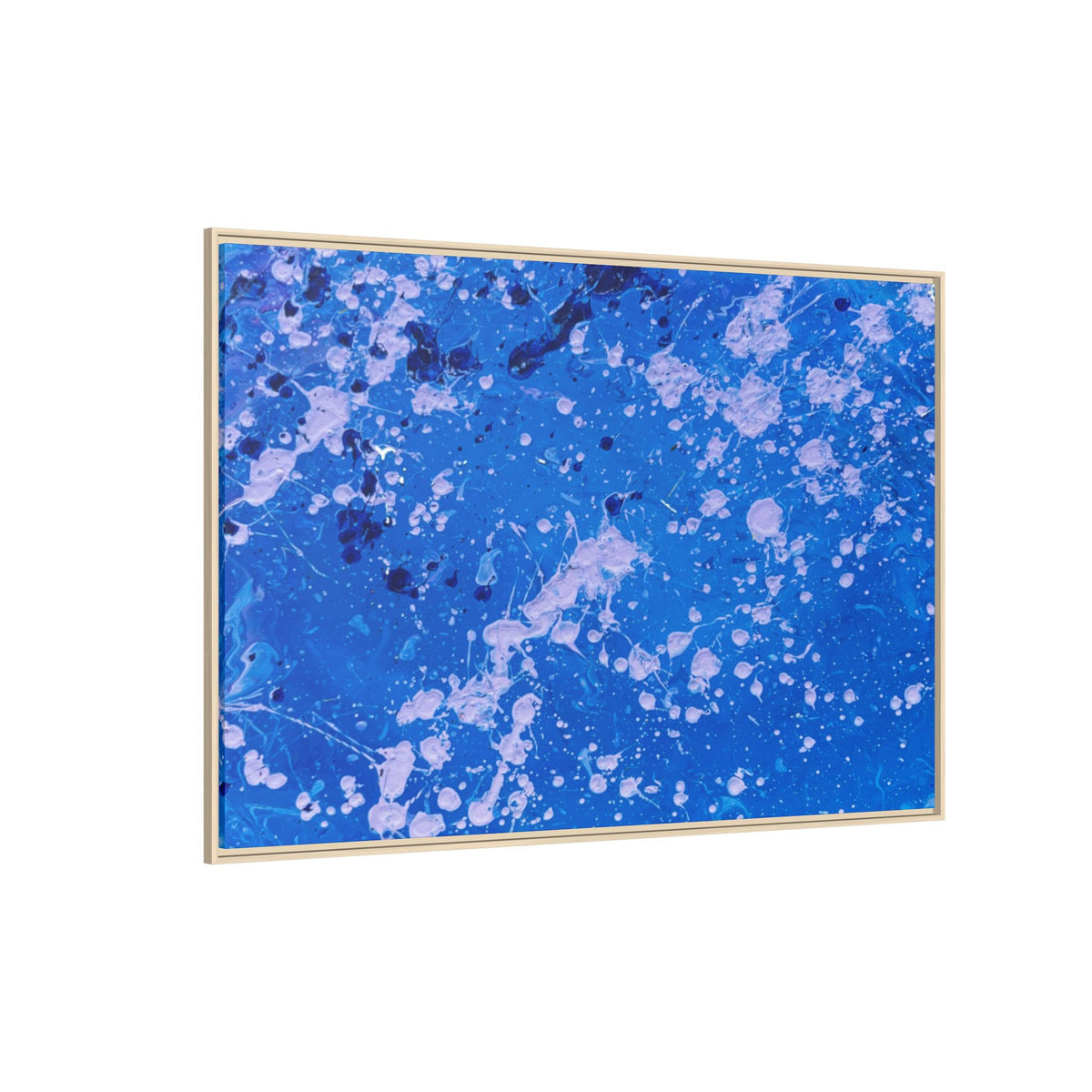 Abstract Blue Splatter Matte Canvas Print Dots (Framed)