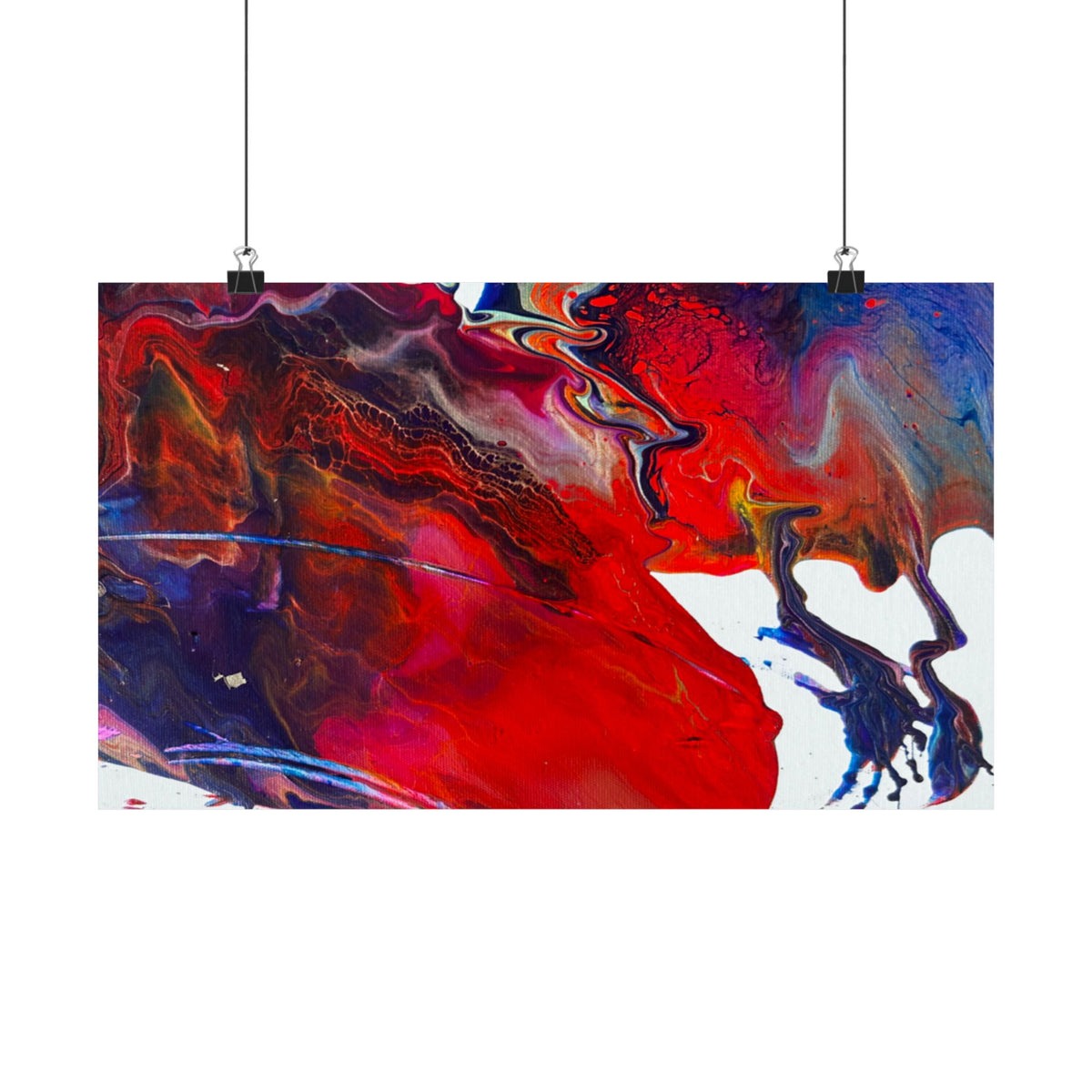 Abstract Red & Blue Matte Poster Universe Horizontal Modern Art Print