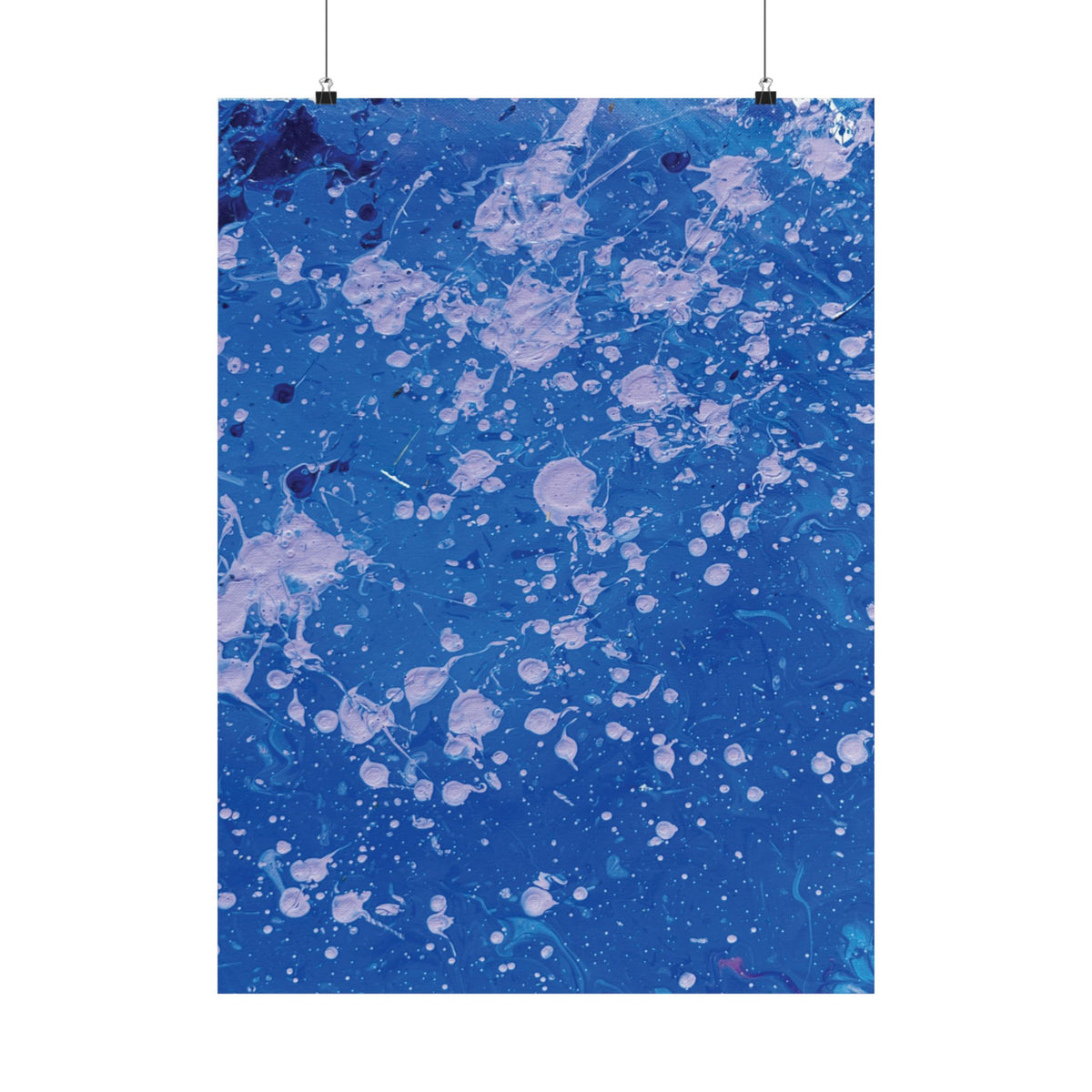 Abstract Blue Paint Splatter Matte Poster Dots Vertical Modern Wall Art