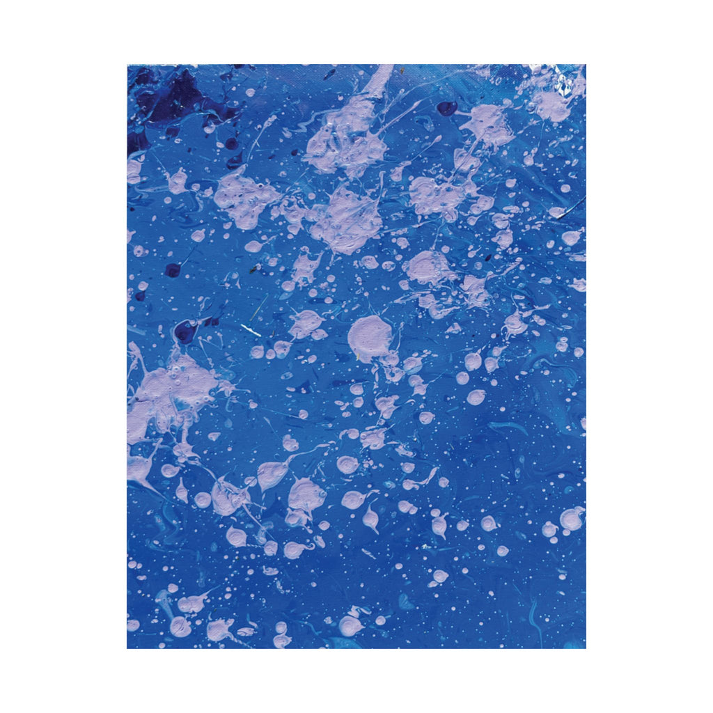 Abstract Blue Paint Splatter Matte Poster Dots Vertical Modern Wall Art