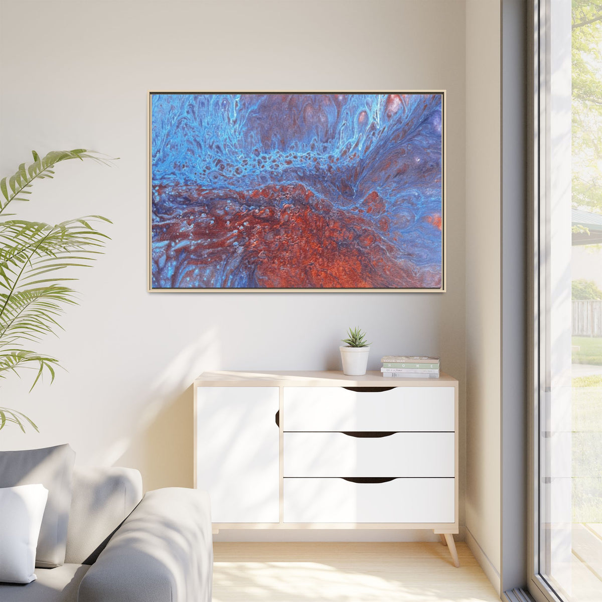 Wave Abstract Oceanic Flow Matte Canvas Framed Art