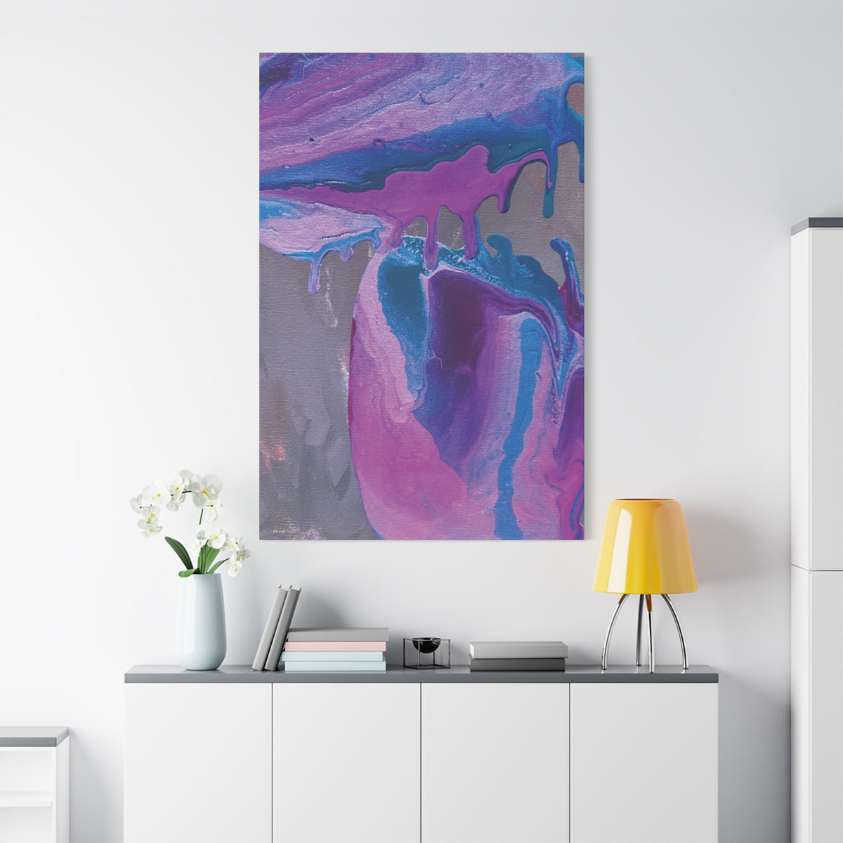 Abstract Purple Waves Matte Stretched Canvas Print