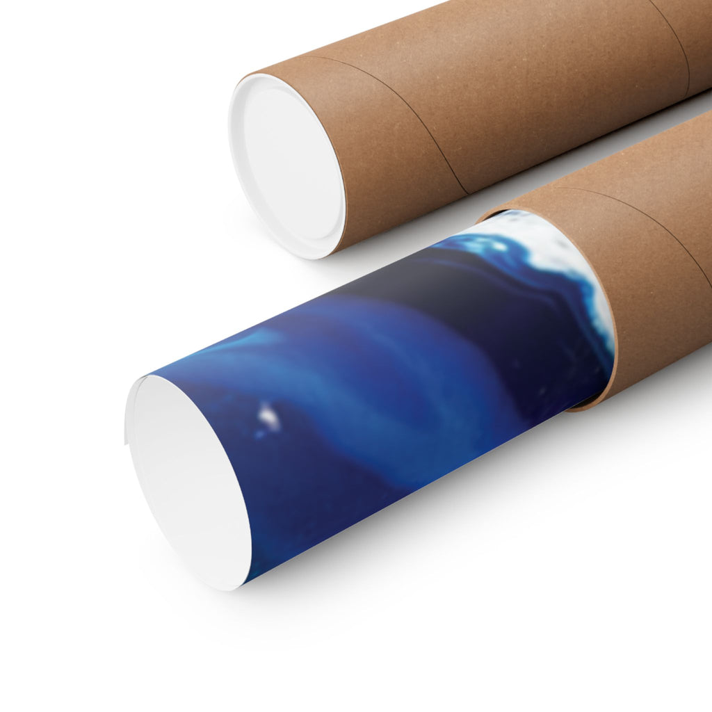 Change Abstract Blue Swirl Matte Poster (Vertical Fluid Art Wall Print)