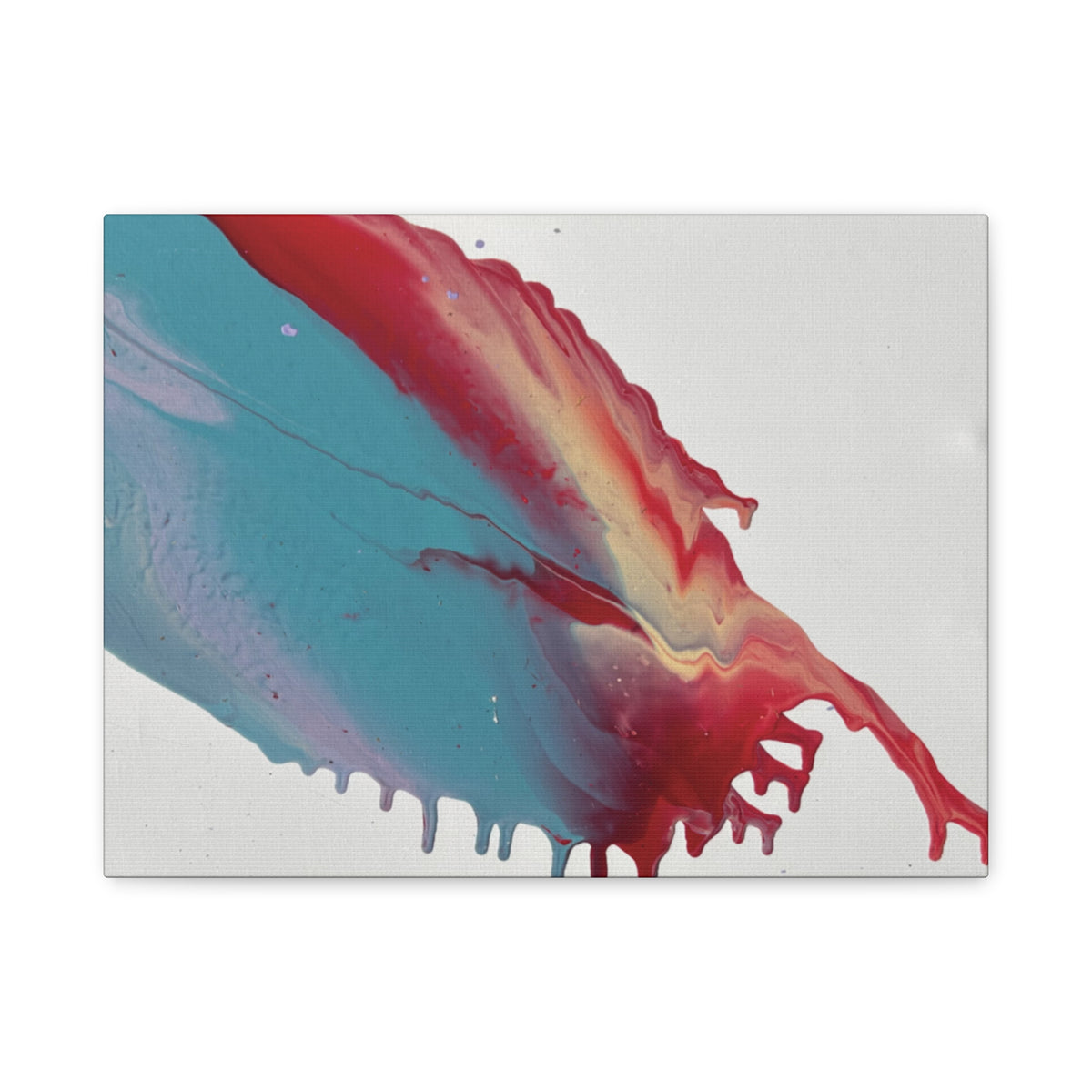 Ceiling Abstract Drip Matte Canvas Print (Blue & Red Fluid Art)