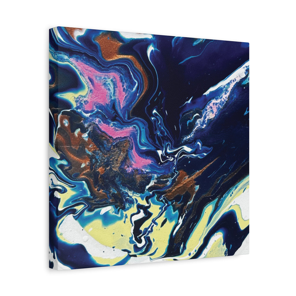 Change Abstract Blue Fluid Art Matte Canvas Print (Stretched Wall Art)