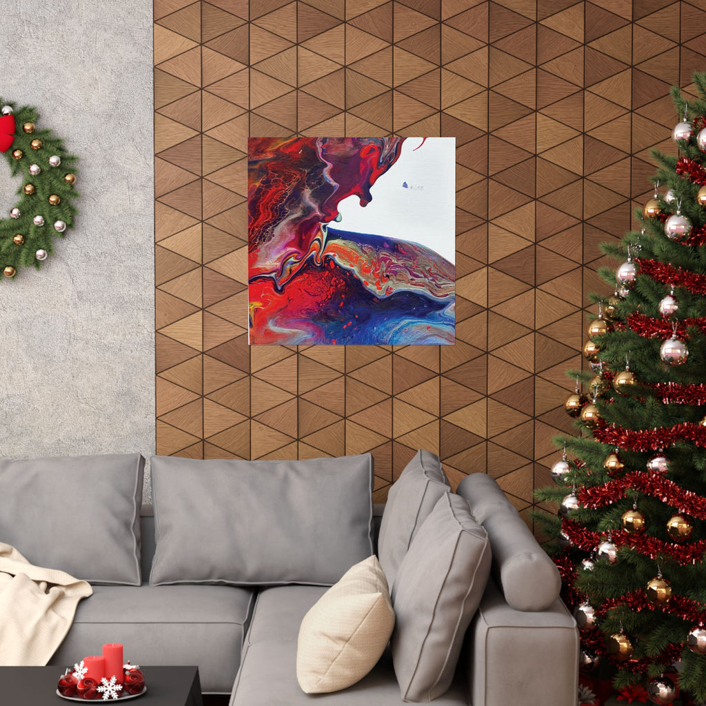 Abstract Fluid Art Matte Poster Universe Vertical Red & Blue Wall Art