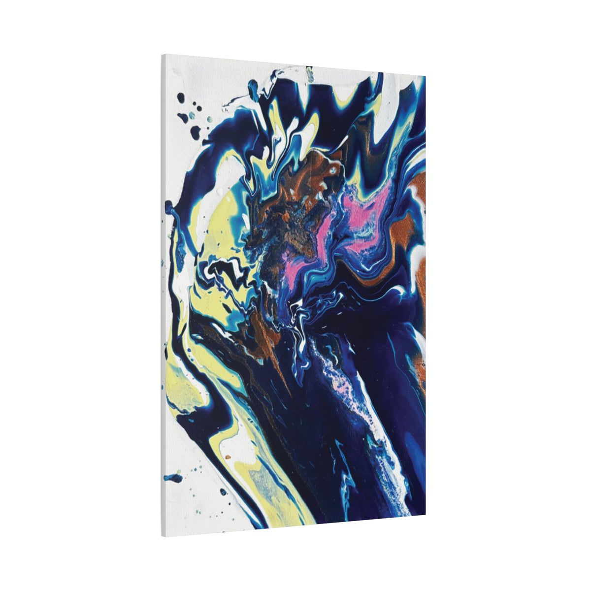Abstract Fluid Art Matte Canvas Print Change Blue & Neon Swirl (Stretched 1.25")